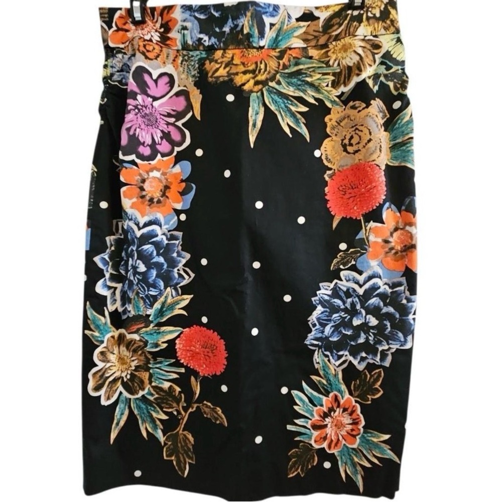 Anthropology’s Floral Black Pencil Skirt with Multicolor Blooms Baraschi Brand